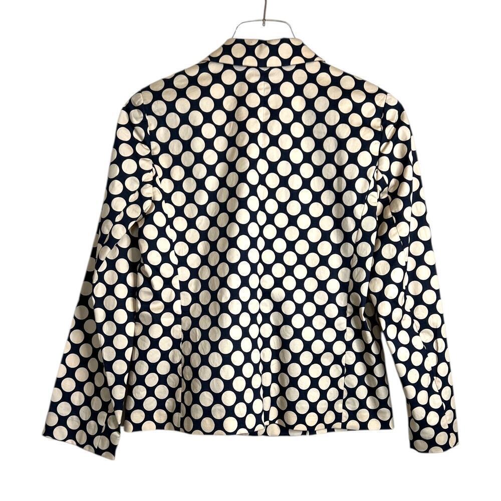 J.Crew Blazer Jacket 98% Cotton Navy Blue with Cream Polka Dots Women’s Size 4 - Picture 6 of 10